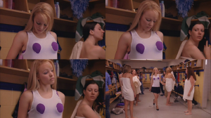 Cady cuts holes in Regina's shirt after gym class and it becomes a fashion trend around school. image from templekids2011.wikispaces.com